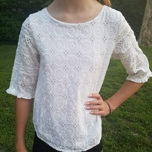 Nordstrom white lace blouse